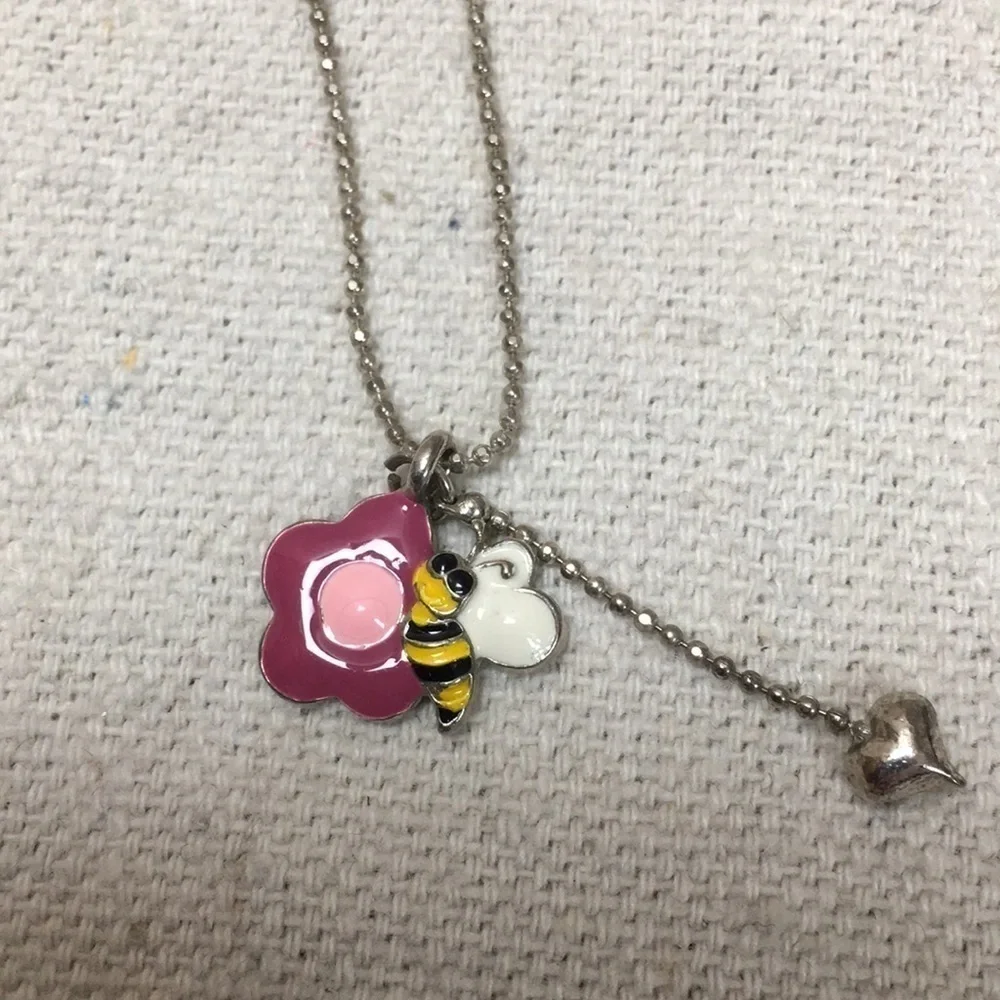 Cookie Lee Silver necklace Bee Flower Heart